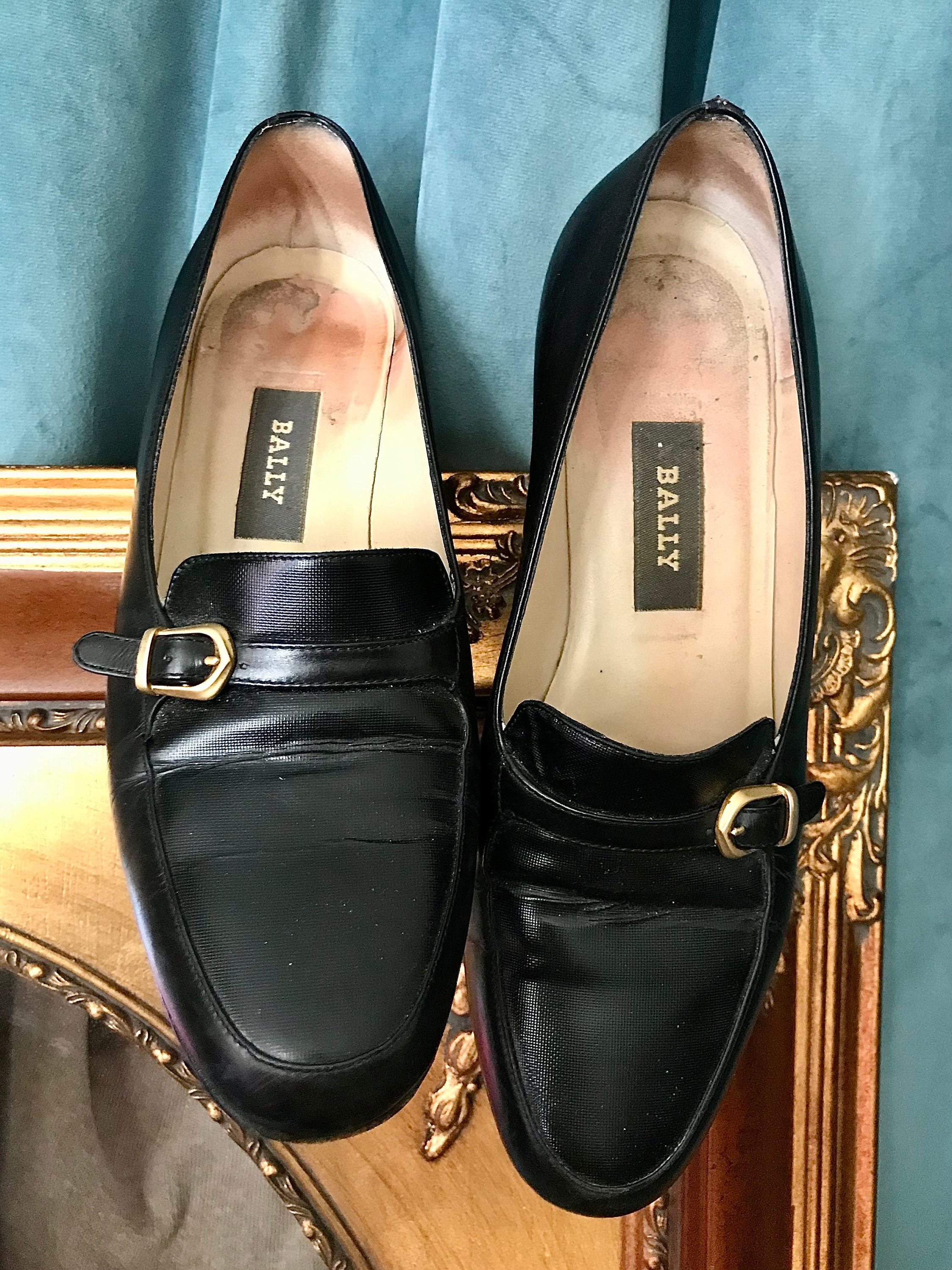 BALLY ブラック ローファー ゴールドバックル