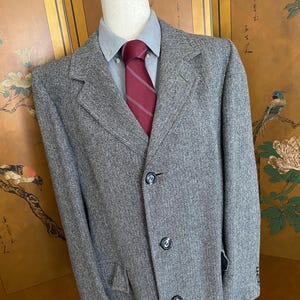 Vintage wool coat with herringbone pattern for men