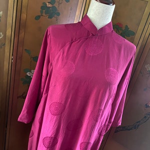 Vintage handmade Asian inspired qipao dress in pink silk crepe