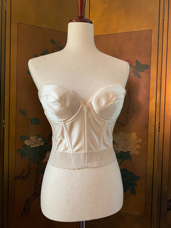 Vintage corset with boning structure in off white - image 1