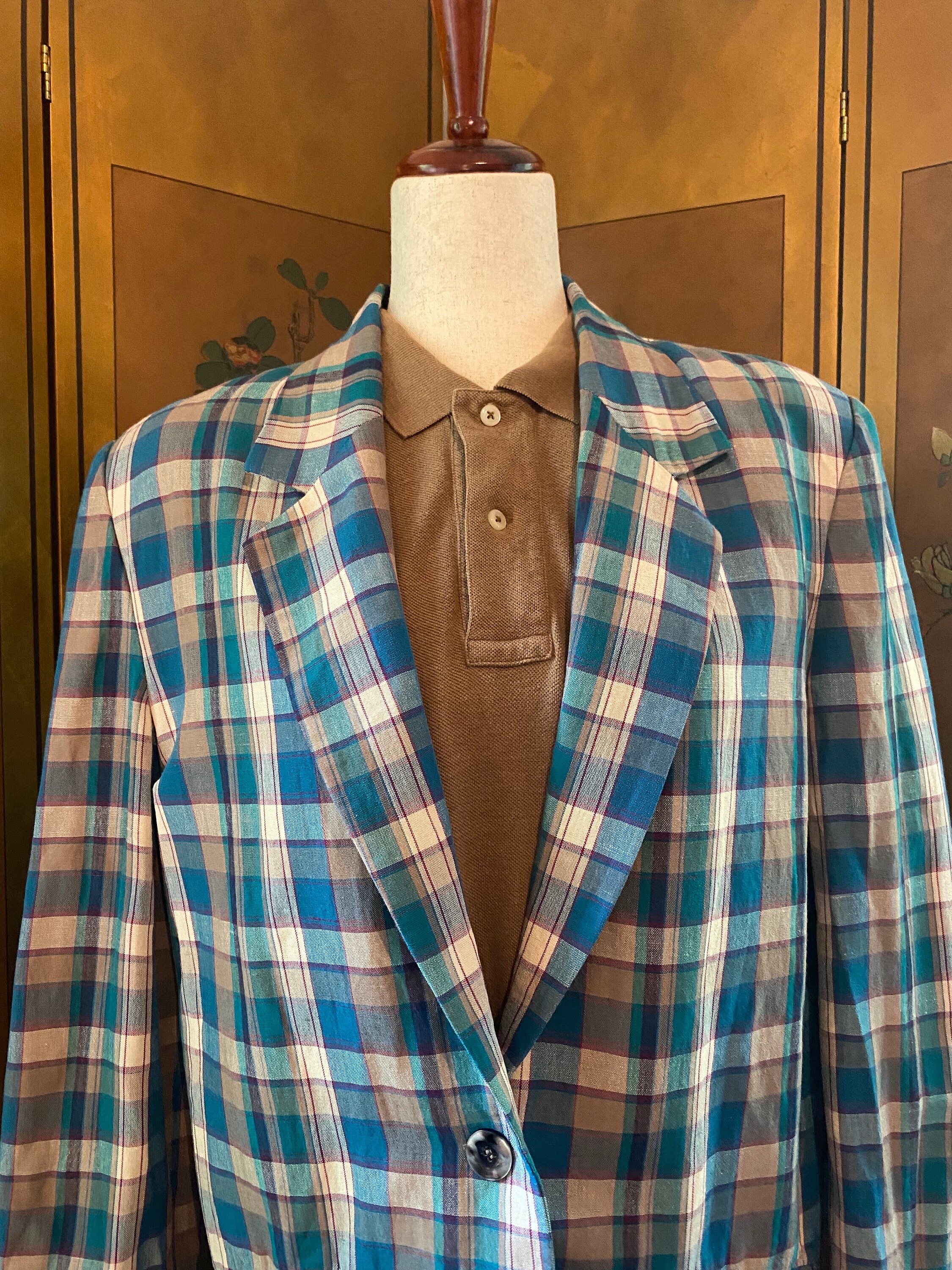 Vintage Jacket With Checkered Pattern, Size M - Etsy