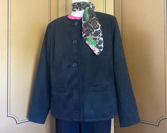 Chaqueta vintage de ante sintético en color negro, talla L