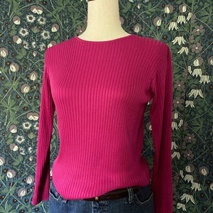 Vintage silk long sleeves top in pink by Ellen Tracy, size M Petite