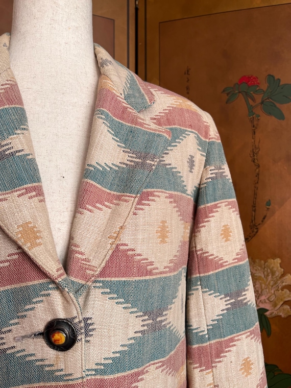 Vintage cotton jacket with native pattern, size S - image 7