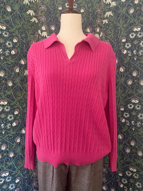 Vintage Pink Cable Knit Sweater by Kim Rogers Size L XL Etsy Canada