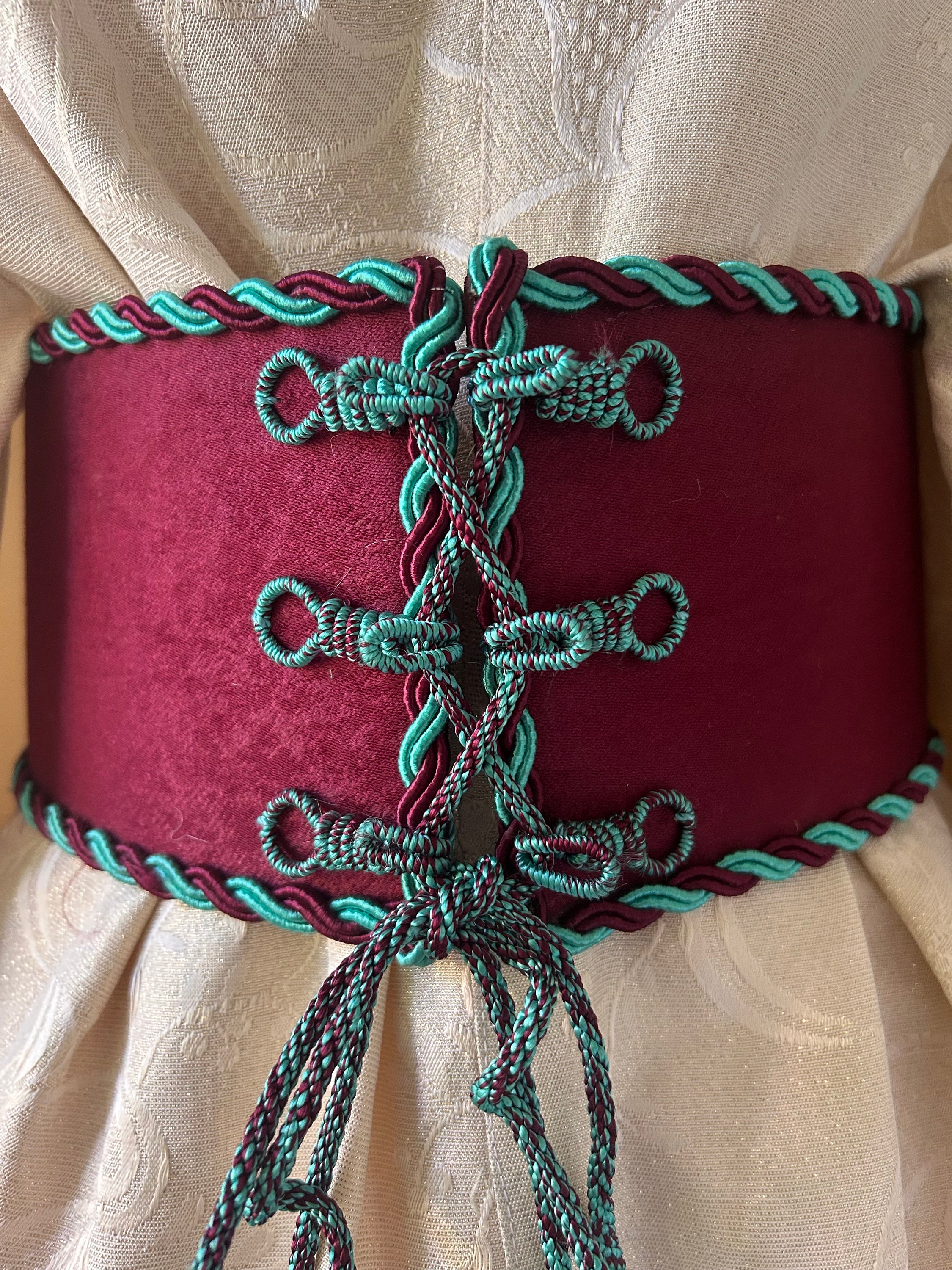 Large statement belt with floral print and lace up corset detail Large Statement Belt With Floral Print and Lace up Corset  main image 2