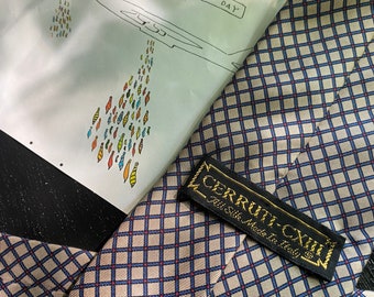 cravate vintage Cerruti CXIII en soie à imprimé géométrique
