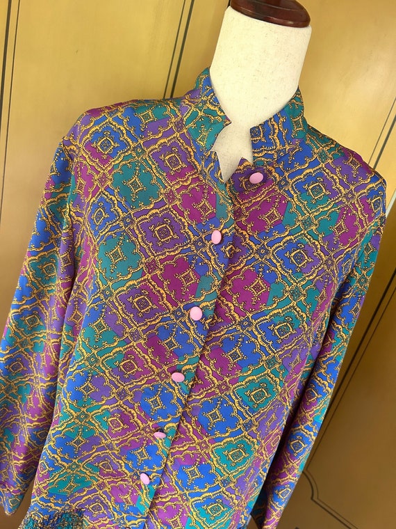 Vintage blouse by PierBé with colorful and graphic pattern, size L