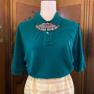 Vintage Polo Ralph Lauren cotton polo shirt in green, size L