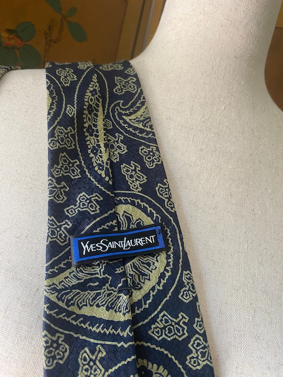 Vintage Yves Saint Laurent Silk Necktie With Paisley Print - Etsy