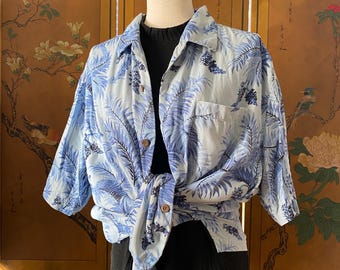 Tommy Bahama woven silk Hawaiian shirt, size XL