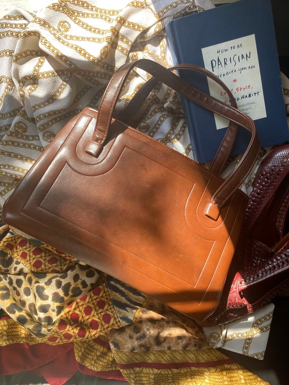 Rare Julius Resnik 60s handbag in brown faux leath