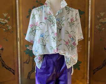 chemise unisexe vintage à imprimé floral, taille M