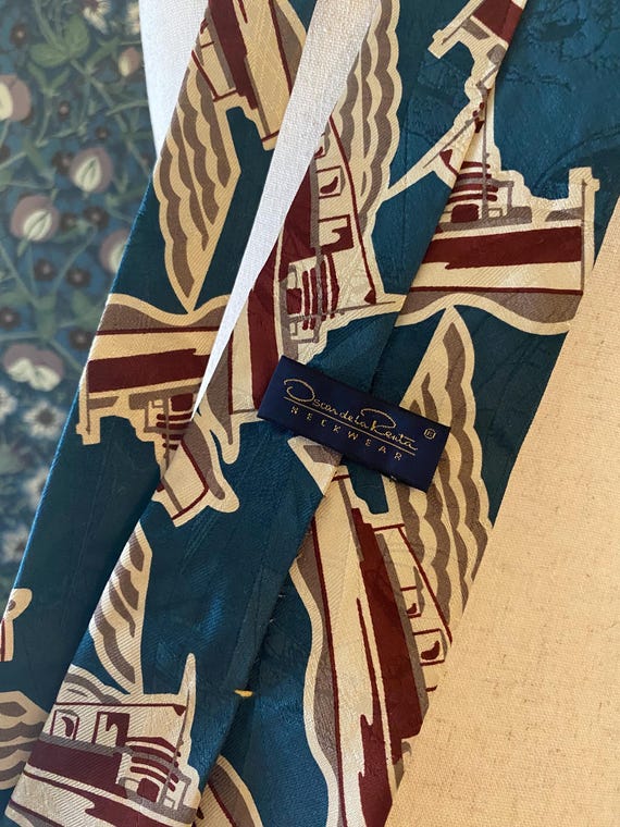 Vintage Oscar De La Renta Silk Necktie With Boat Prints - Etsy VTG OSCAR DE LA RENTA TIE main image 0