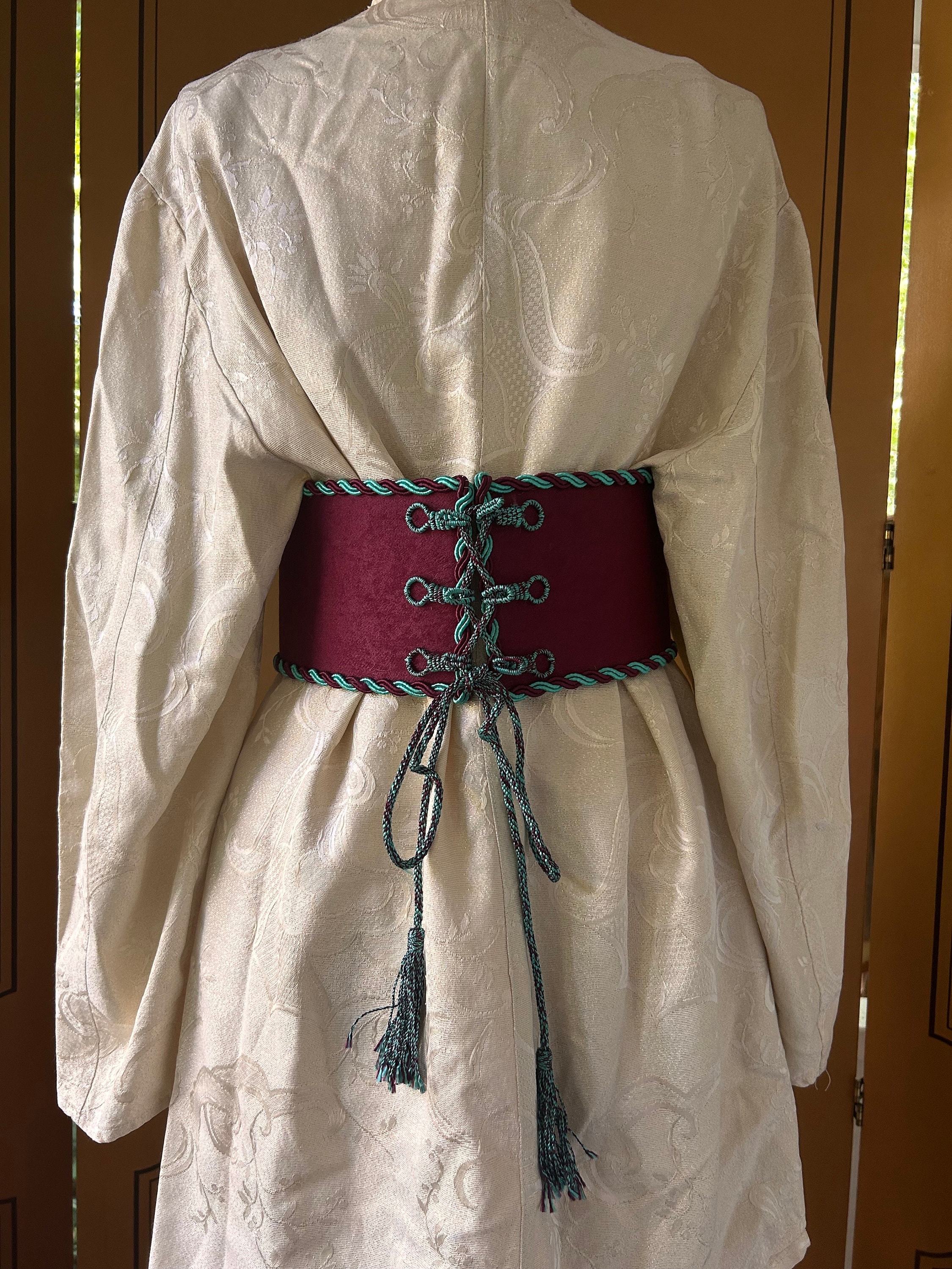 Large statement belt with floral print and lace up corset detail Large Statement Belt With Floral Print and Lace up Corset  main image 3