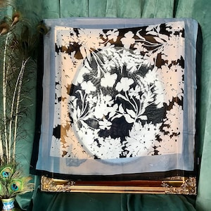 Vintage Ted Lapidus scarf with flowers in blue