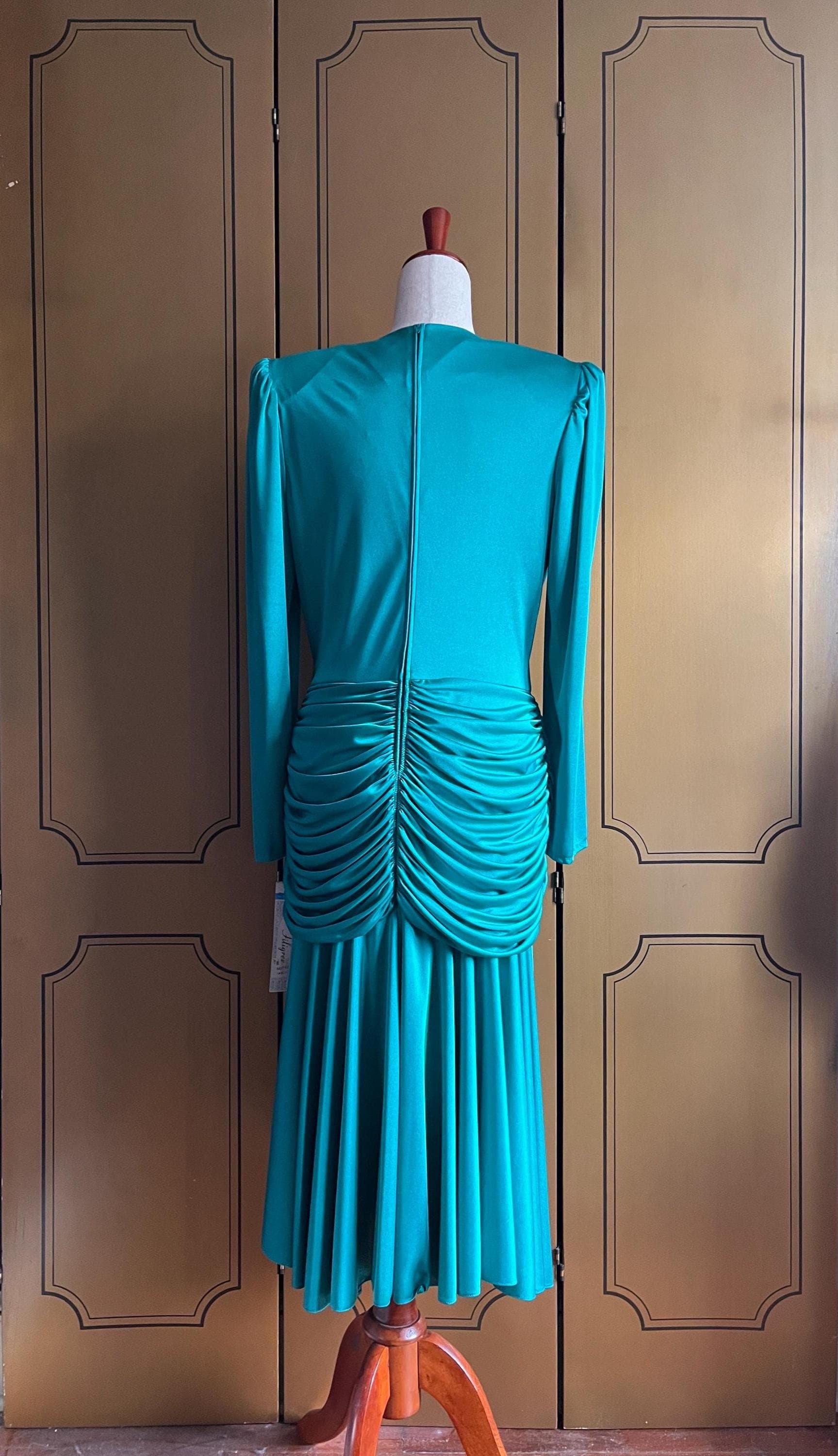 Vintage cocktail dress in green, 90s style, size M