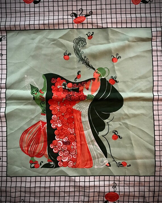 Vintage scarf with Art Deco characters and detail… - image 2