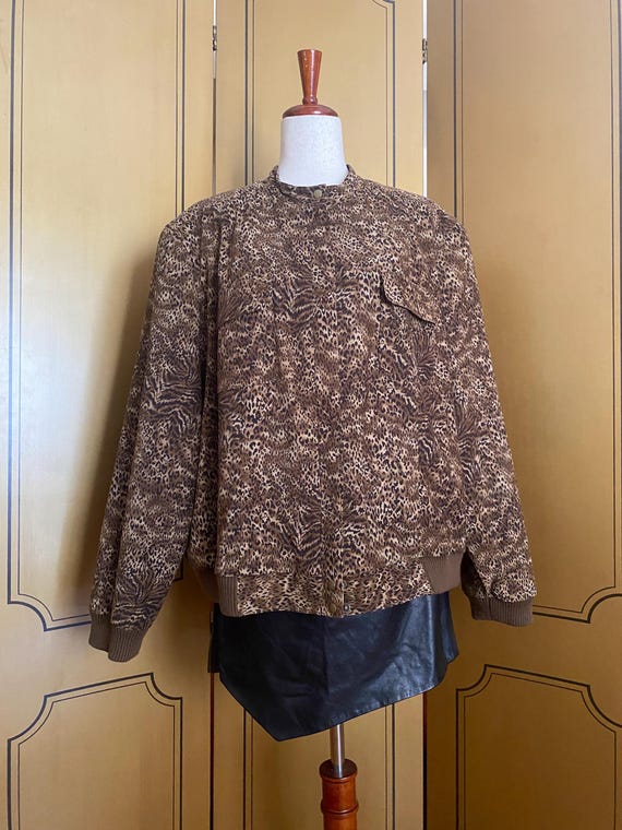 Leopard print bomber jacket, size 2XL - image 1