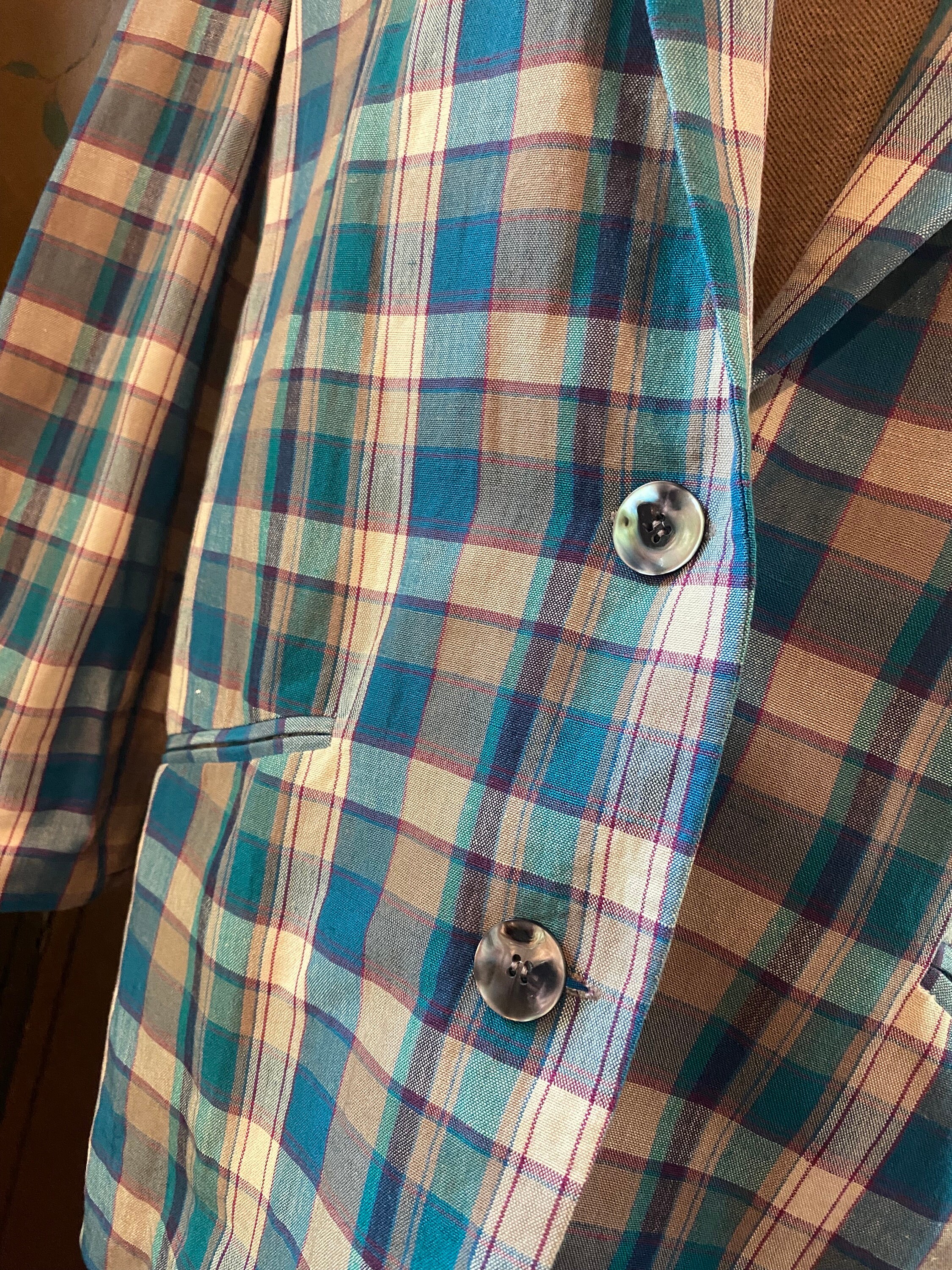 Vintage Jacket With Checkered Pattern, Size M - Etsy