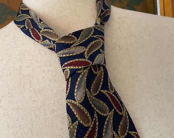 Corbata vintage de seda Bill Blass con estampado paisley