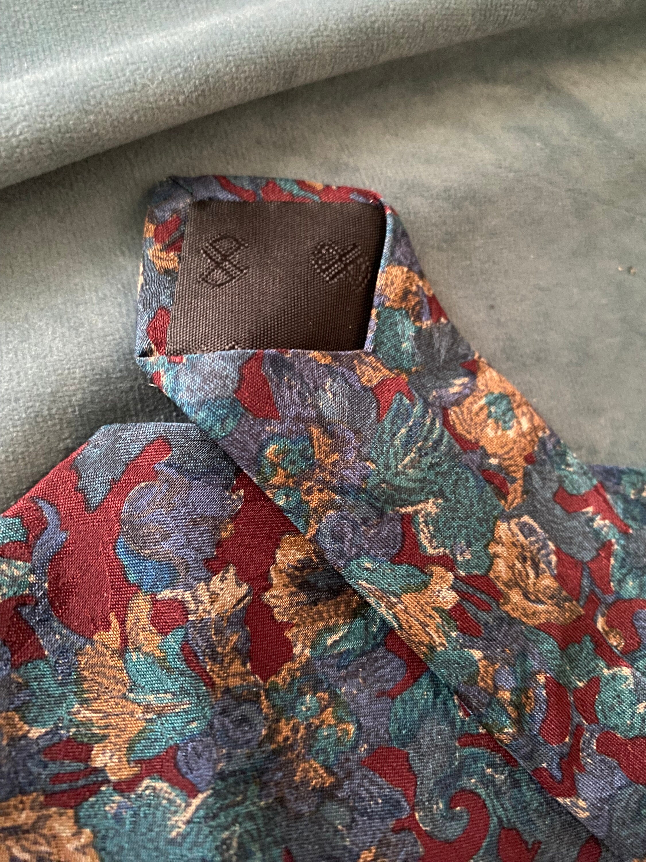Cravate Vintage Jean Patou En Soie 100% - Bleu, Occasion En Parfait état