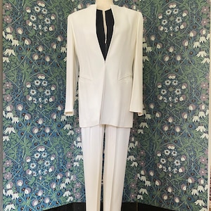 Vintage Emanuel Ungaro 3-delig broekpak in wit en zwart, maat 6