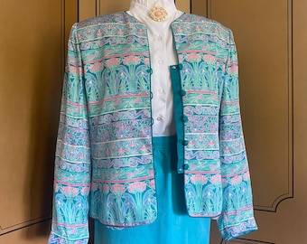 Silk jacket with Art Deco print by Adrianna Papell, size 14