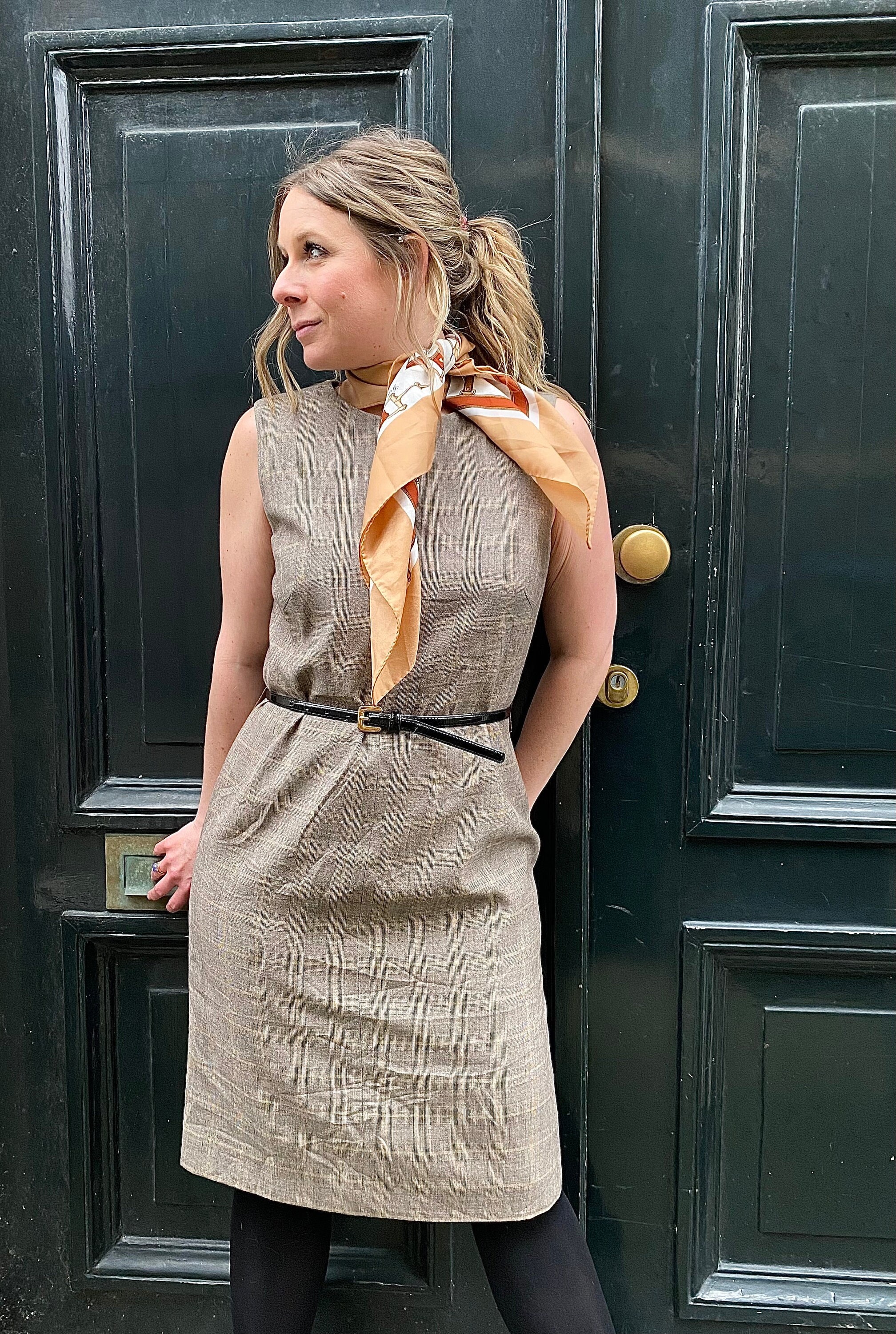 Vintage Salvatore Ferragamo Shift Dress, Sleeveless With Checks