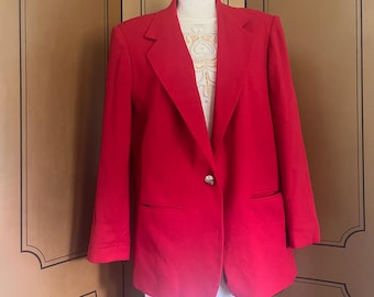 Vintage red blazer, wool blend, size 10