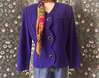Vintage purple jacket with scalloped edge, size 12