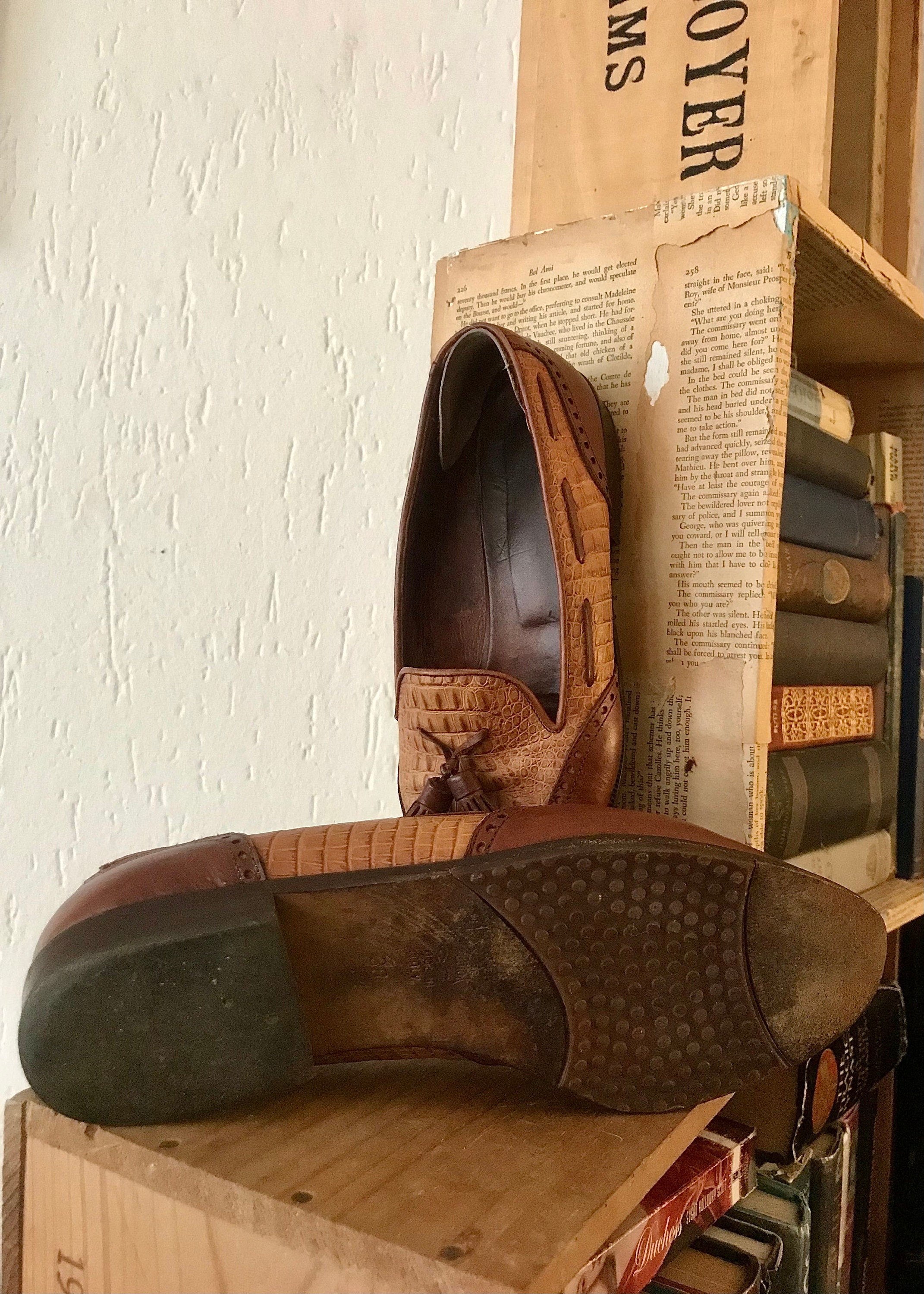 Genuine Alligator ? Brown Leather Loafers with Tassel Detail. All American Alligator Grain Horse Bit Loafers - Chestnut  main image 3
