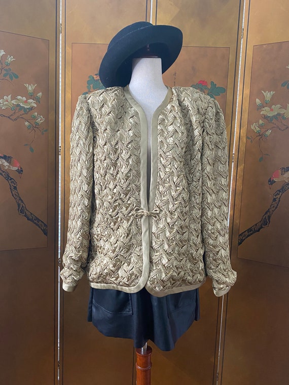 Gold quilted jacket on sale