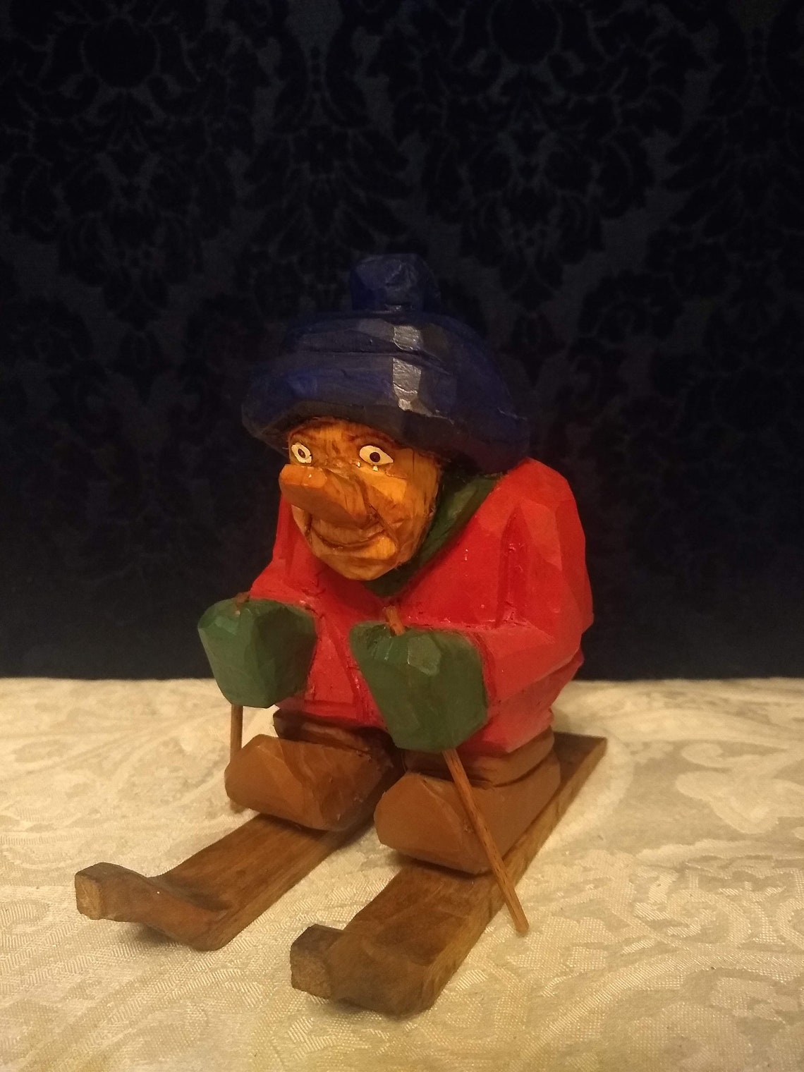 Skier Scandinavian Wood Carving Etsy UK
