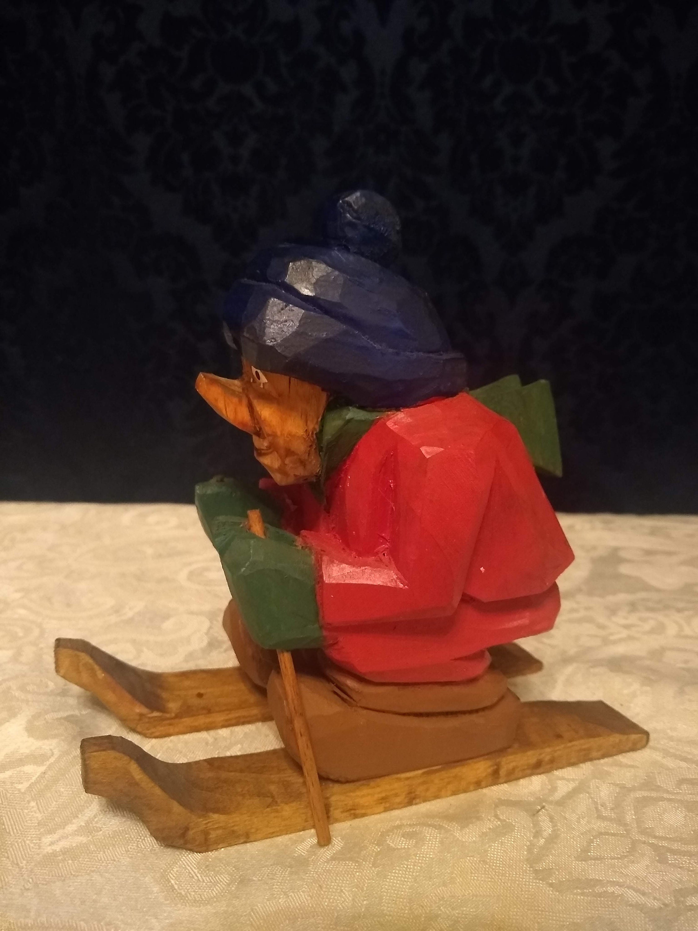 Skier Scandinavian Wood Carving Etsy UK