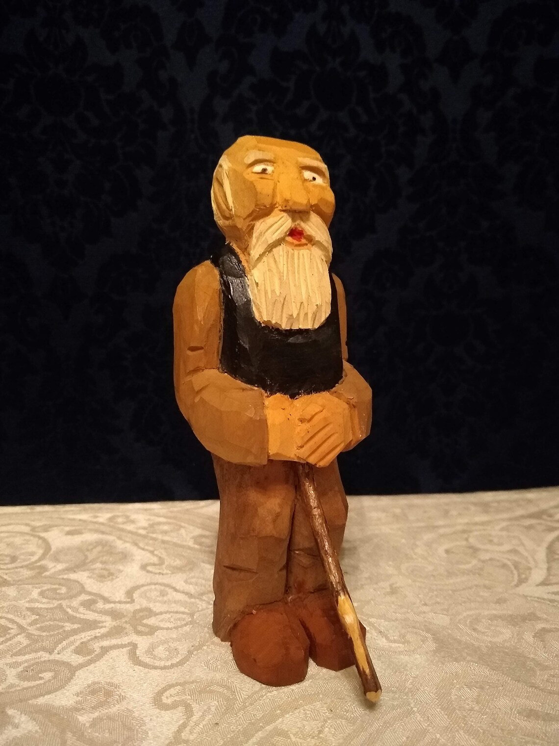 Old Man With Cane Scandinavian Wood Carving Etsy