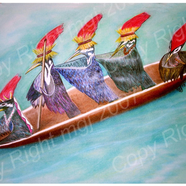 Pileated Boat Dance 16x20Boat Dance 16x20