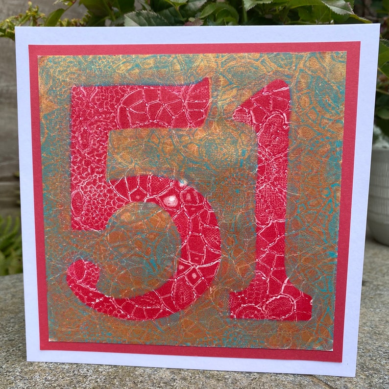 BESPOKE PERSONALISED NUMBER birthday card, made to order handmade with any number you choose in the colours of your choice 6in square image 2