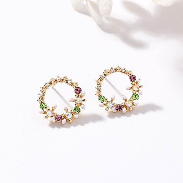 Cute and neat flower stud earrings Korean New Colorful | Etsy