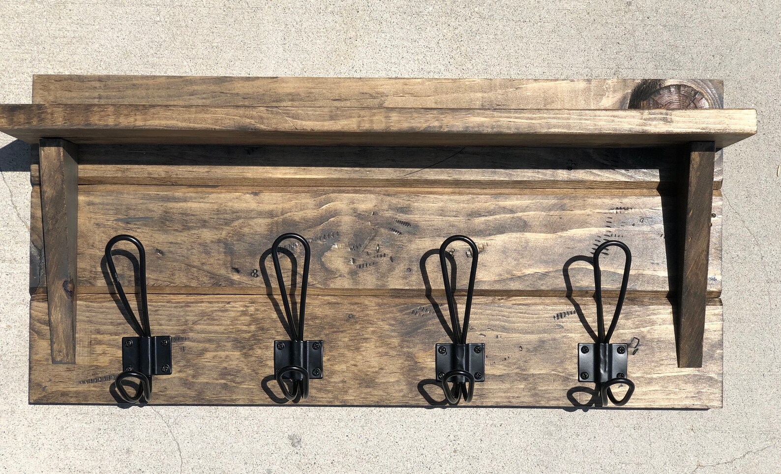 Rustic Shelf With Hooks Etsy