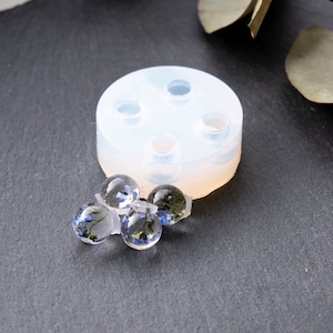 10 mm ball silicone mold translucent with space for casting resin jewelry making