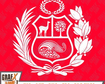 Perù Escudo Svg, Perù Svg, Escudo Peruano Svg, Camicia peruviana Svg, Logo Peruano Svg, File di taglio SVG per Cricut & Dxf, Eps, File Png