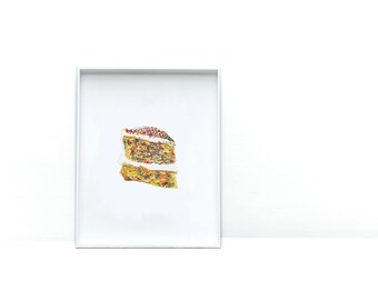 Art Prints for Food Lovers | Confetti Cake Watercolor Print | Kitchen Wall Art |