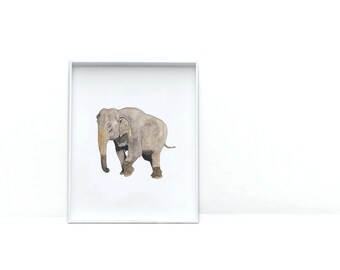Elephant Watercolor Print | Wall Art | Art Prints