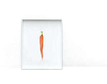 Art Prints for Food Lovers | Carrot Watercolor Print | Kitchen Wall Art |