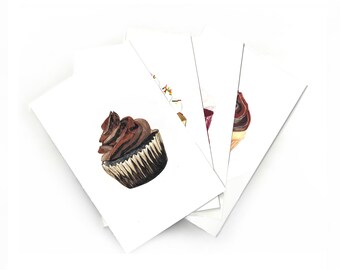 Birthday Cupcake Cards 4-pack w/ Detachable Recipes