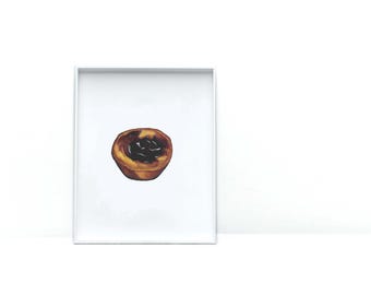 Pastel de Nata Watercolor Print: Portuguese Dessert Kitchen Art