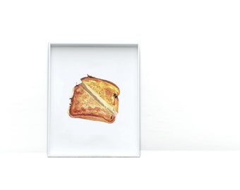 Art Prints for Food Lovers | Grilled Cheese Watercolor Print | Kitchen Wall Art |