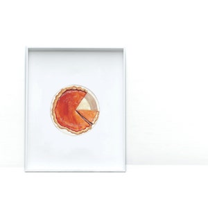Art Prints for Food Lovers | Pumpkin Pie Watercolor Print | Kitchen Wall Art |