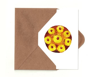 Pineapple Upside Down Cake Greeting Card w/ Detachable Recipe